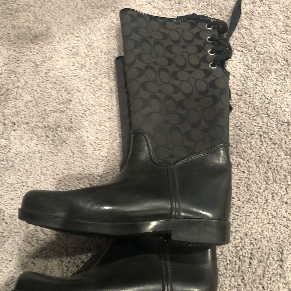 Black Patterned Knee-High Boots